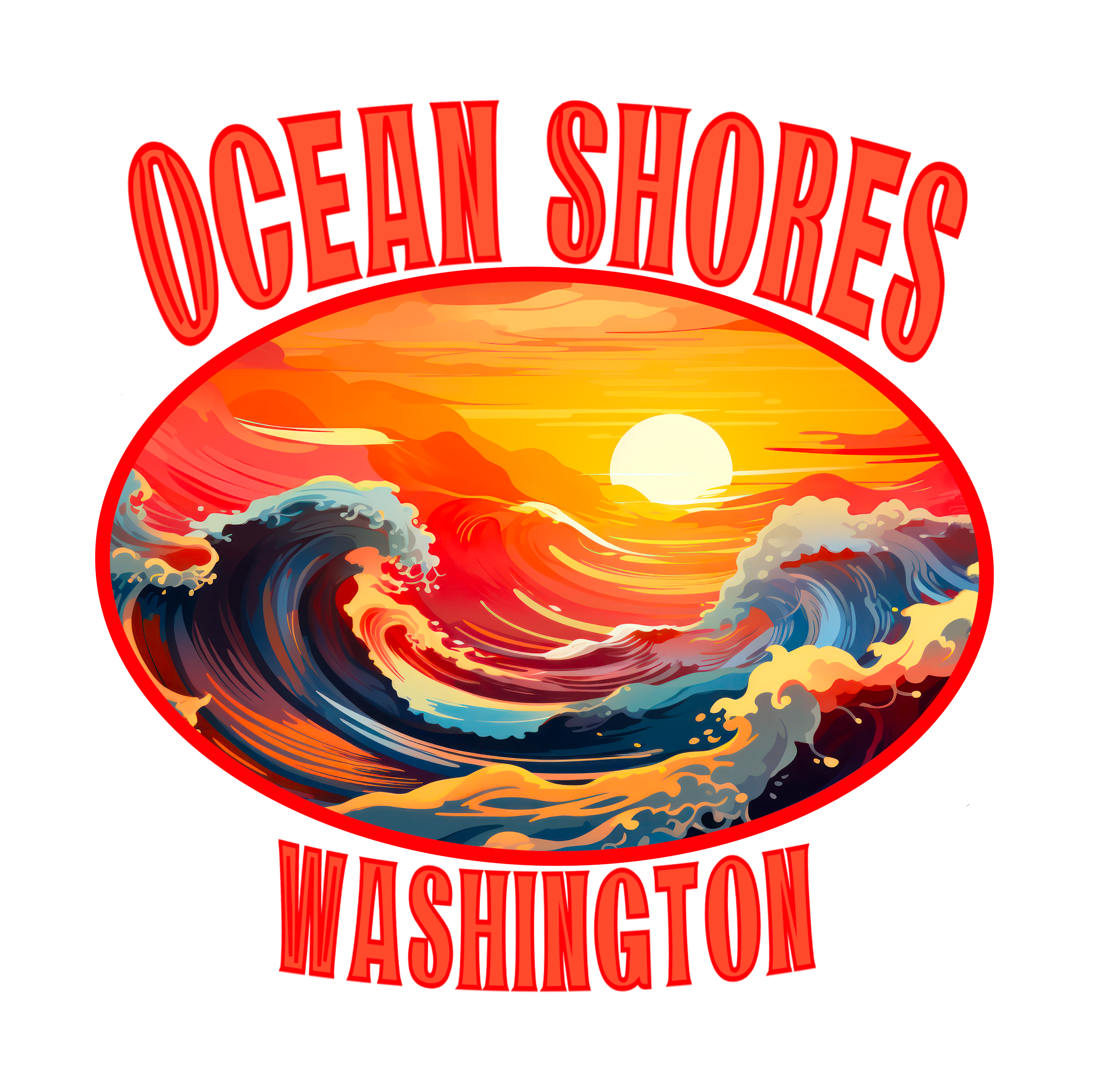 The Nauti Seahorse Ocean Shores Sunset Sticker