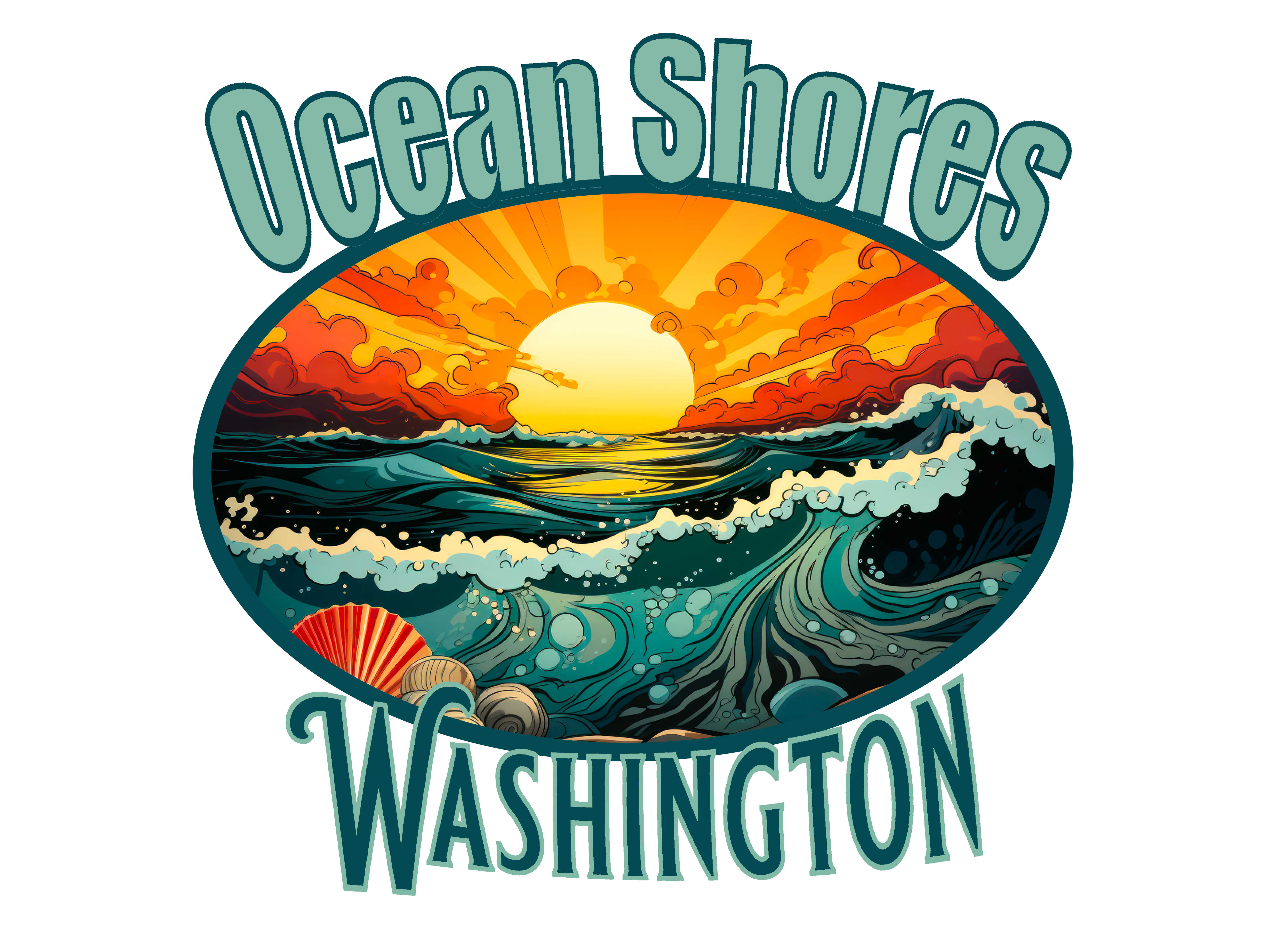Ocean Shores Seascape Sticker