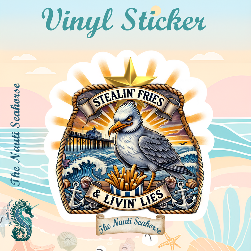The Nauti Seahorse Seagull Sticker