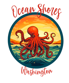 Ocean Shores Octopus Sunset Sticker