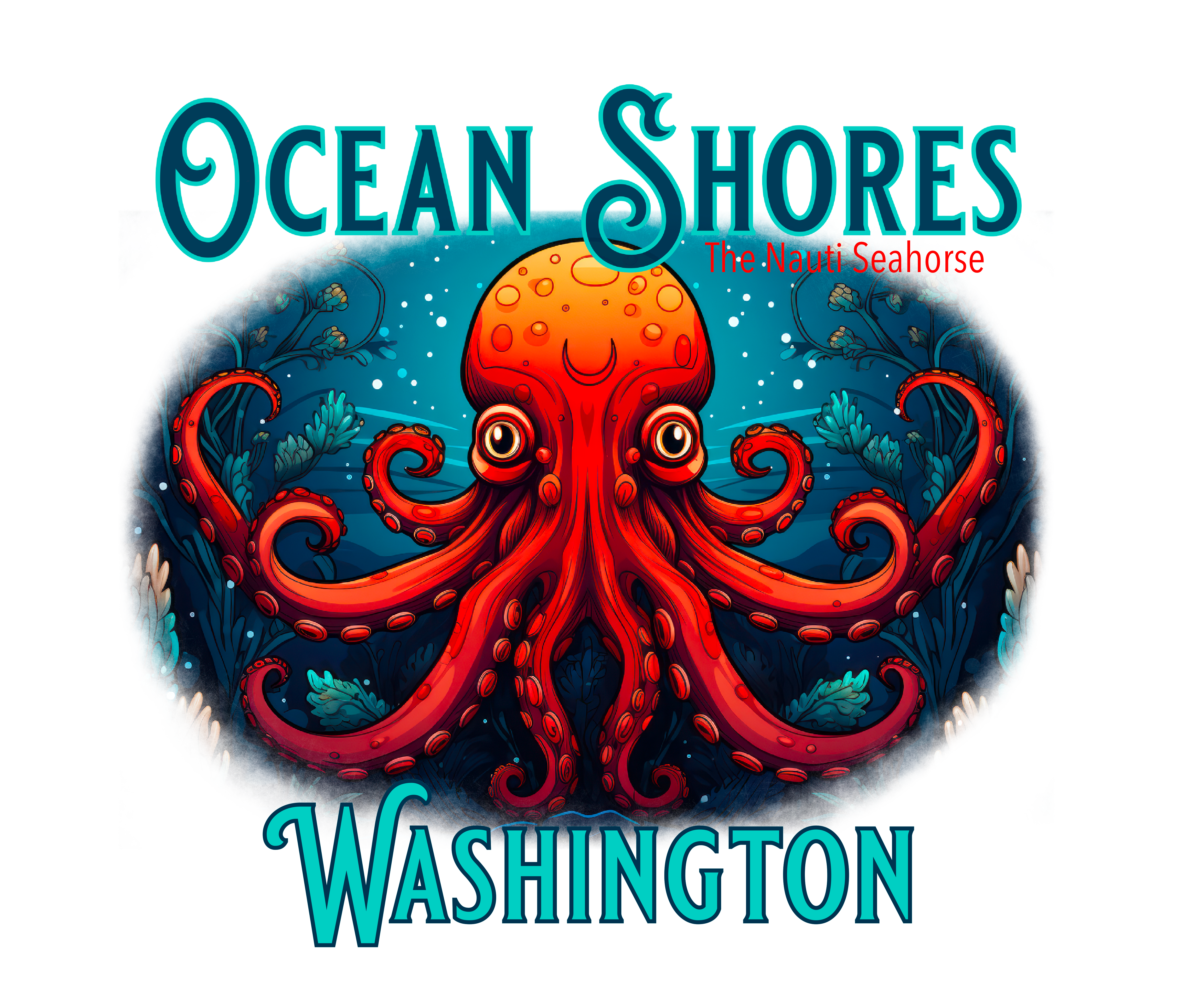 The Nauti Seahorse Ocean Shores Octopus Sticker