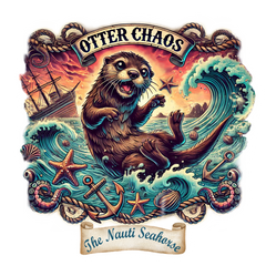 The Nauti Seahorse Otter Chaos Sticker