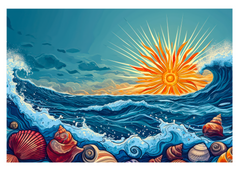 Sunny Shores and Serene Tides Greeting Card