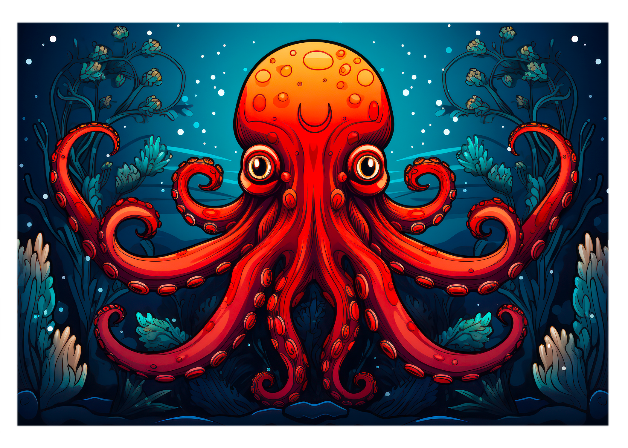 Majestic Depths and Moonlit Dance Greeting Card