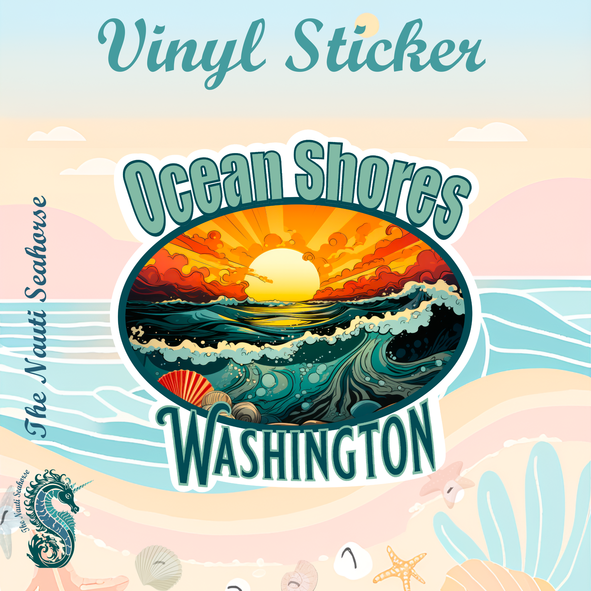 Ocean Shores Seascape Sticker