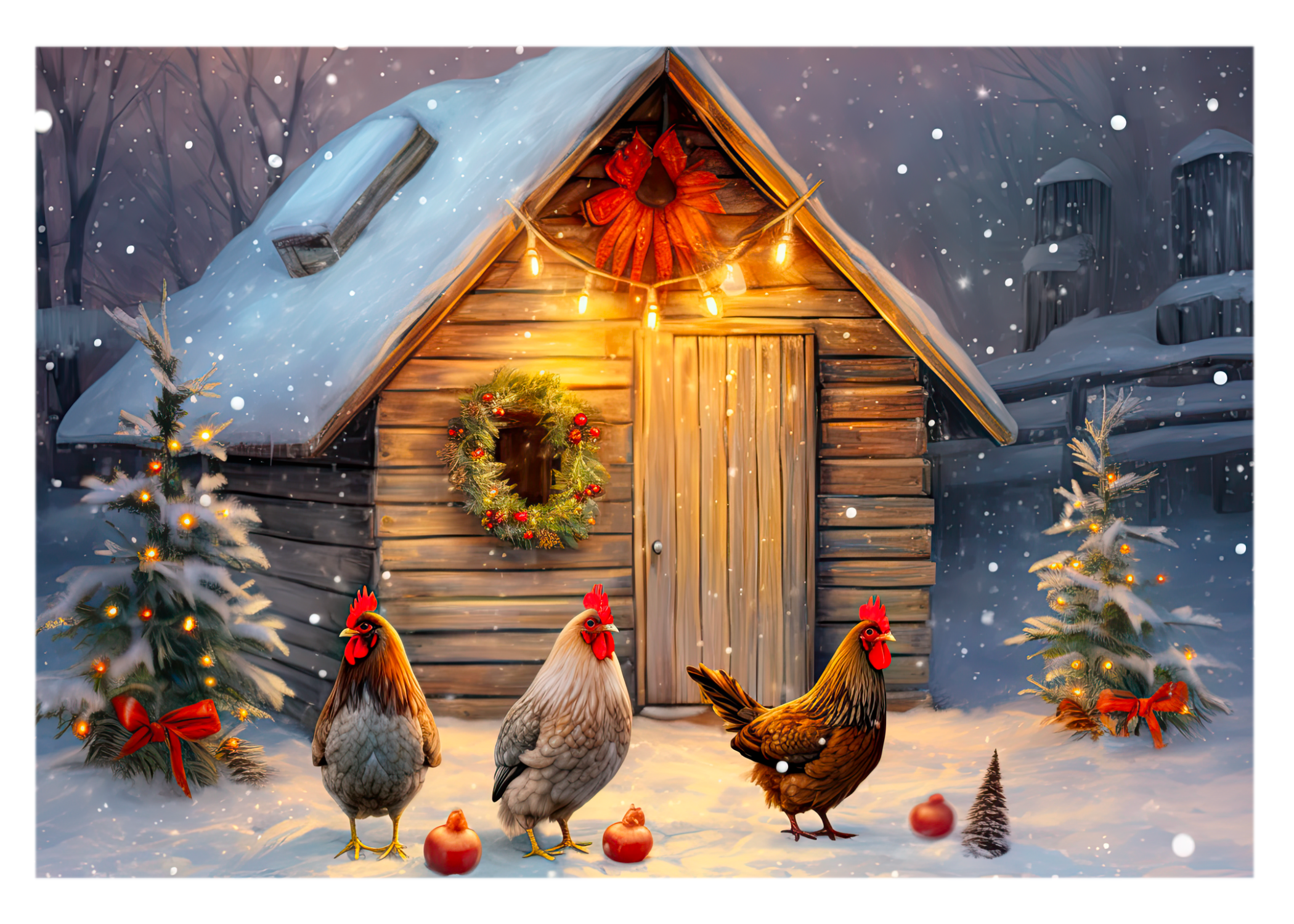 Equestrian Wholesale Supplier Chicken Farmhouse Holiday Christmas Card