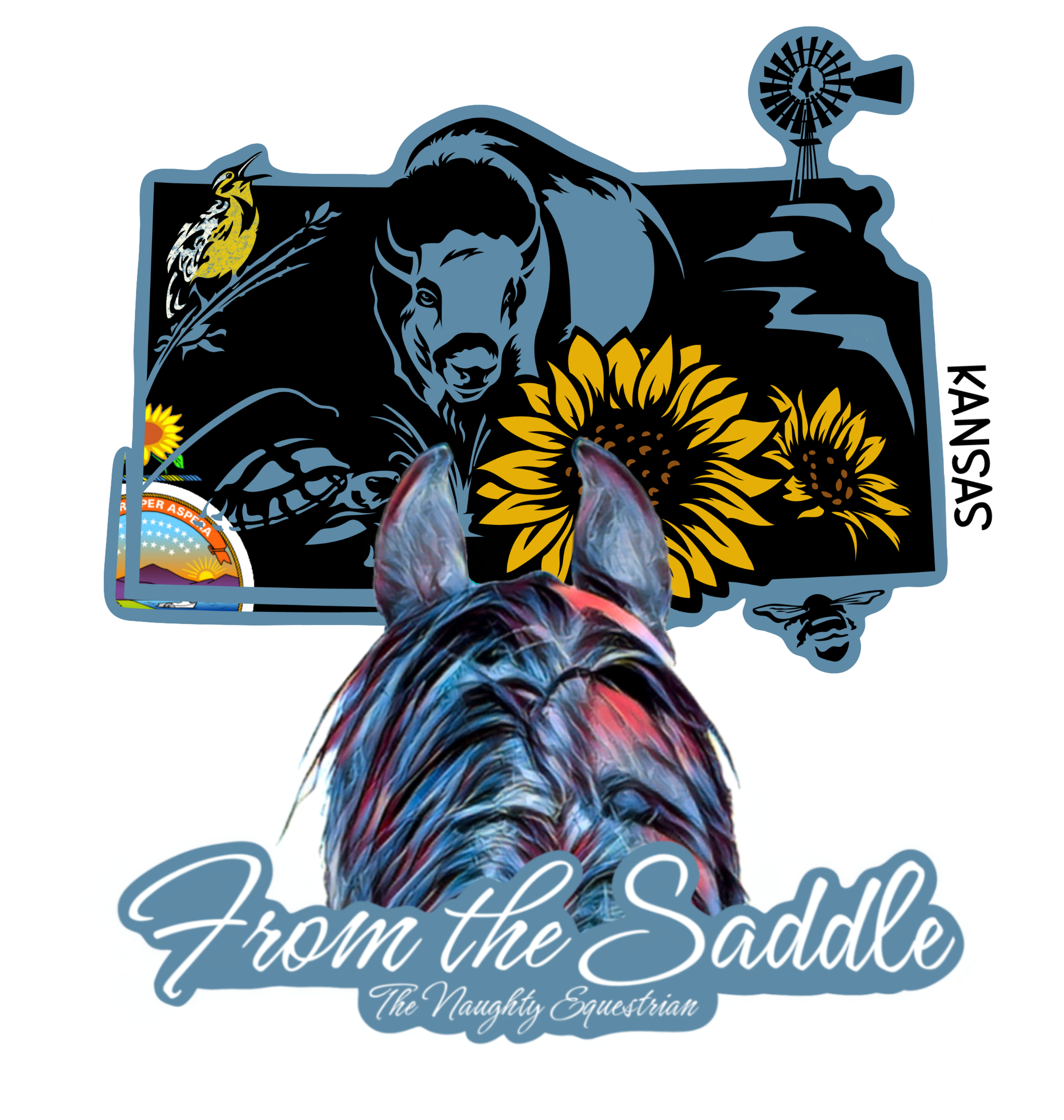 Kansas From The Saddle Series Sticker, Laptop Sticker, Western Vinyl Decal