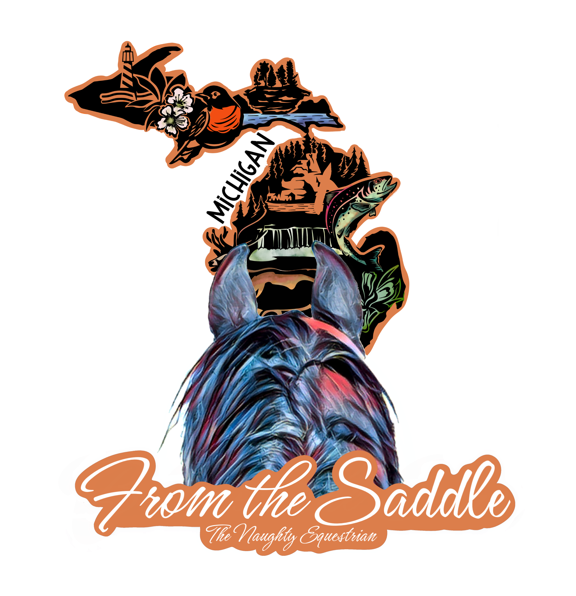 Michigan From The Saddle Series Sticker, Laptop Sticker, Western Vinyl Decal
