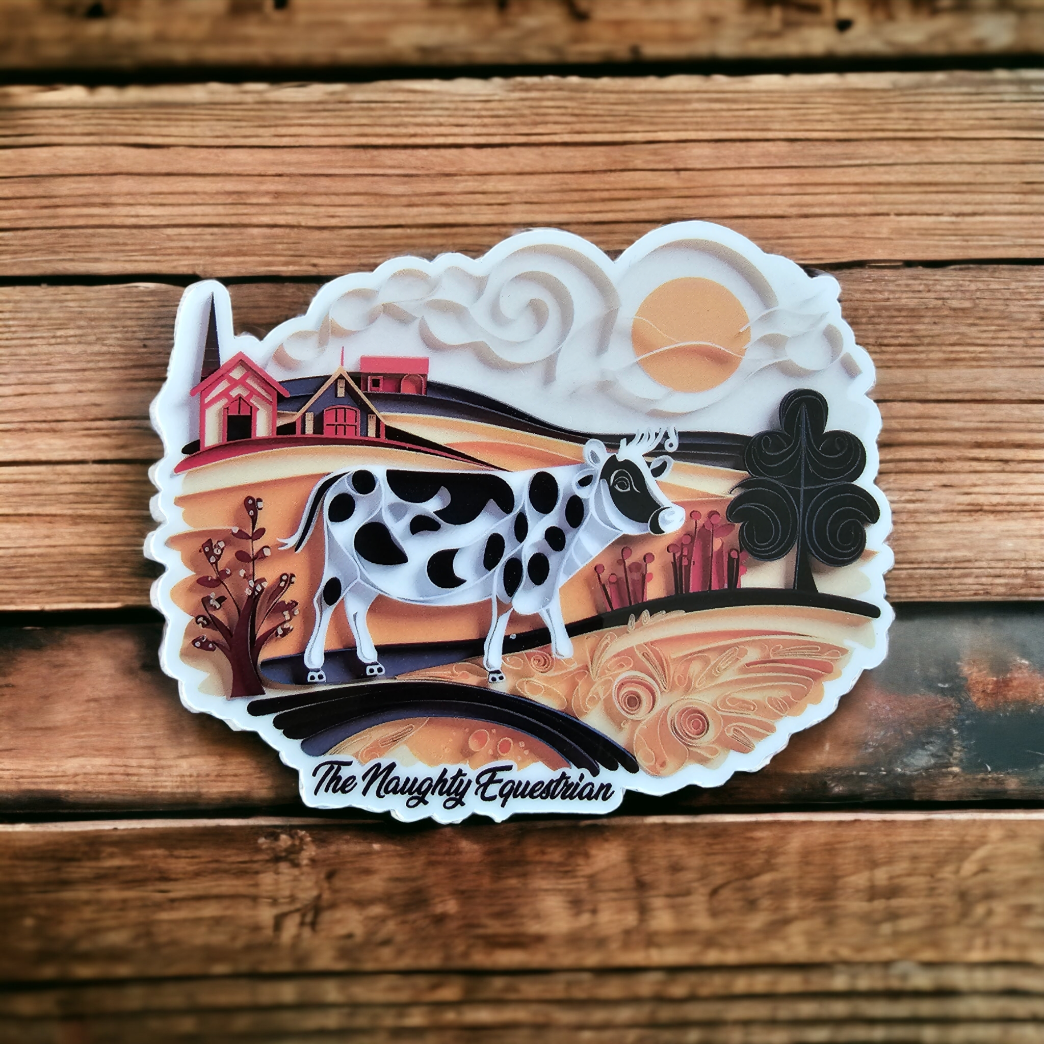 Farm Animals Cow Sticker, Western Decal