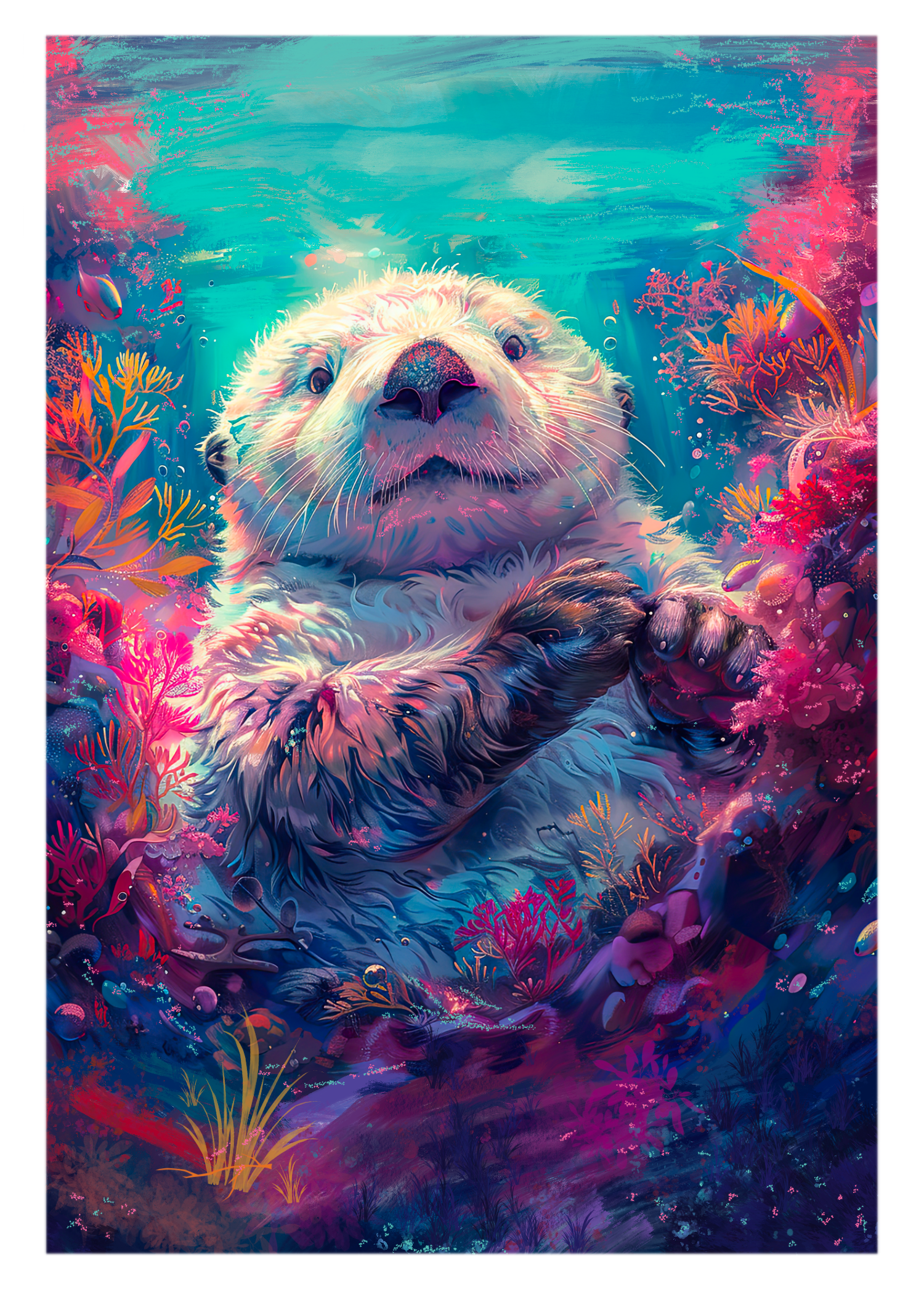 Delightful Sea Otter Hugs Greeting Card