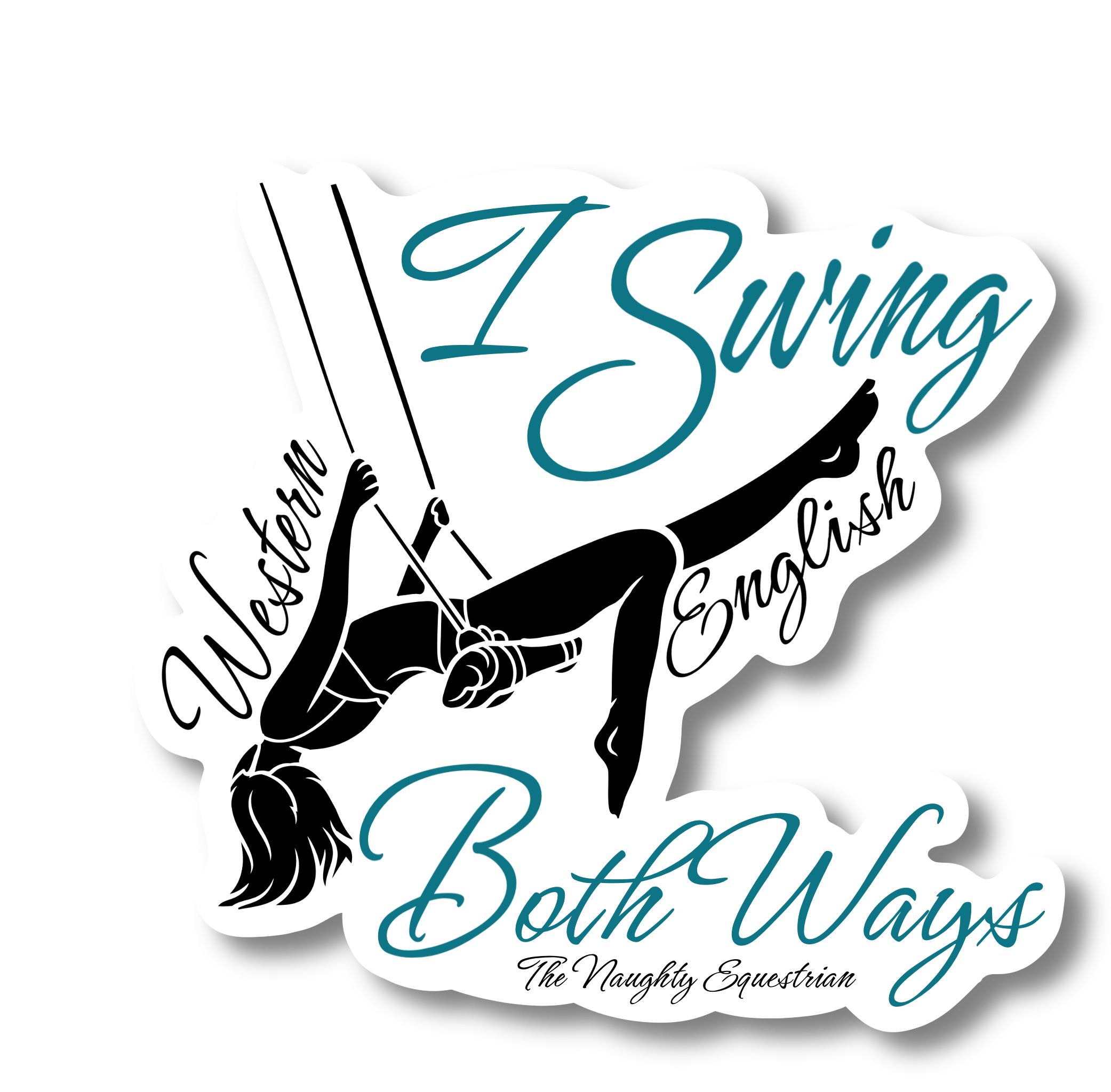 I Swing Both Ways Equestrian Sticker, Western/English Vinyl Decal