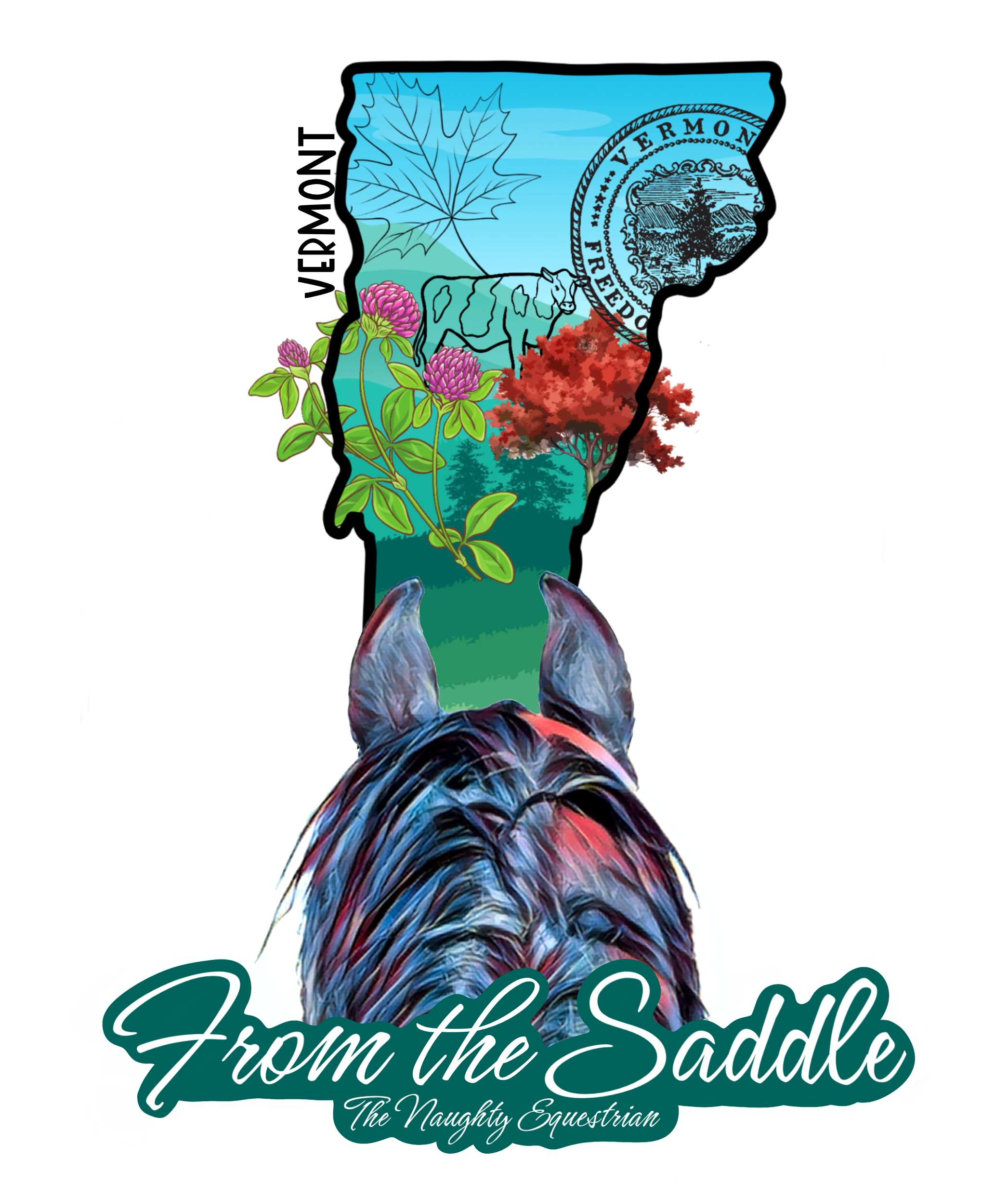 Vermont From The Saddle Series Sticker, Laptop Sticker, Western Vinyl Decal