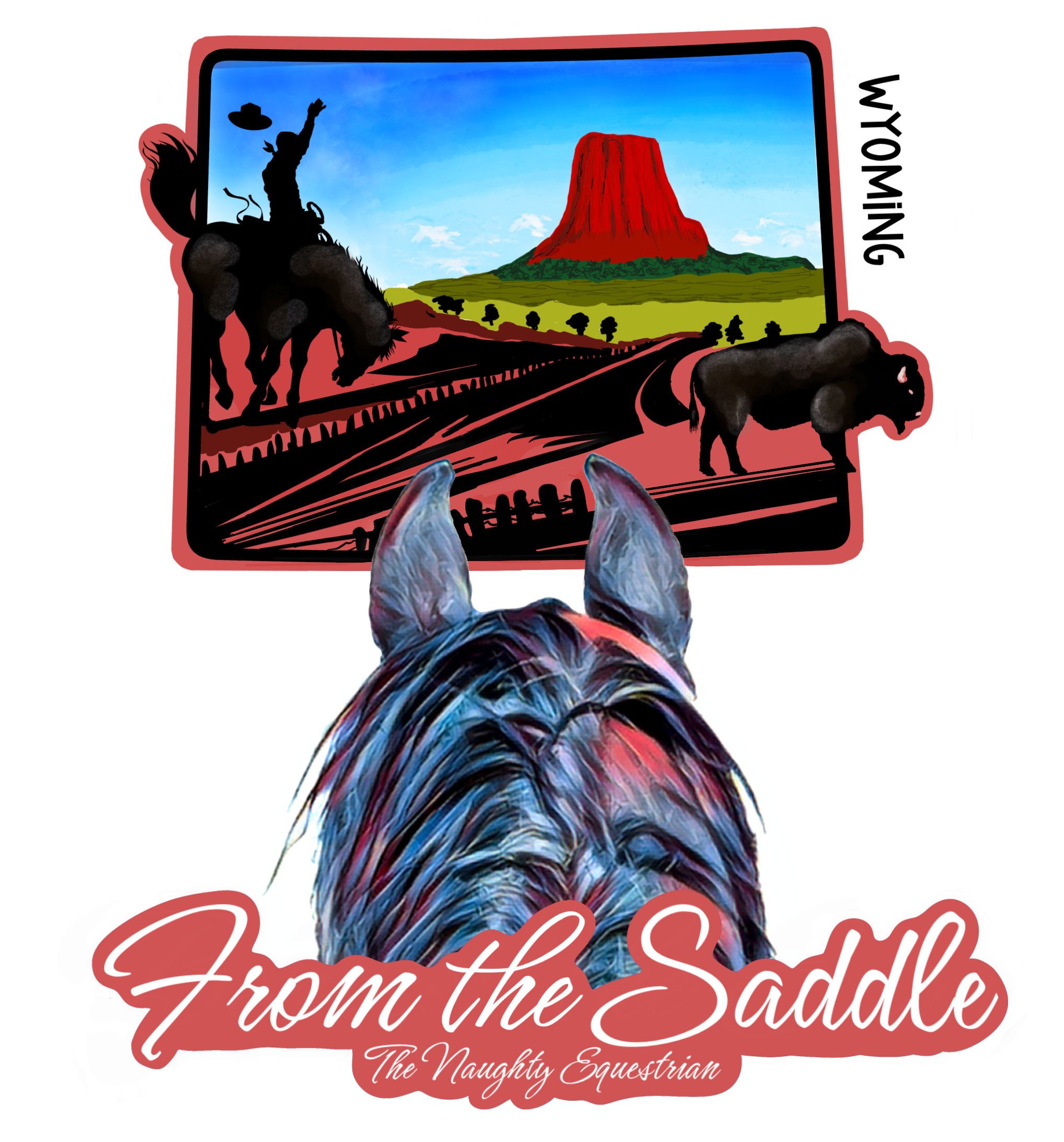 Wyoming From The Saddle Sticker, Laptop Sticker, Western Vinyl Decal