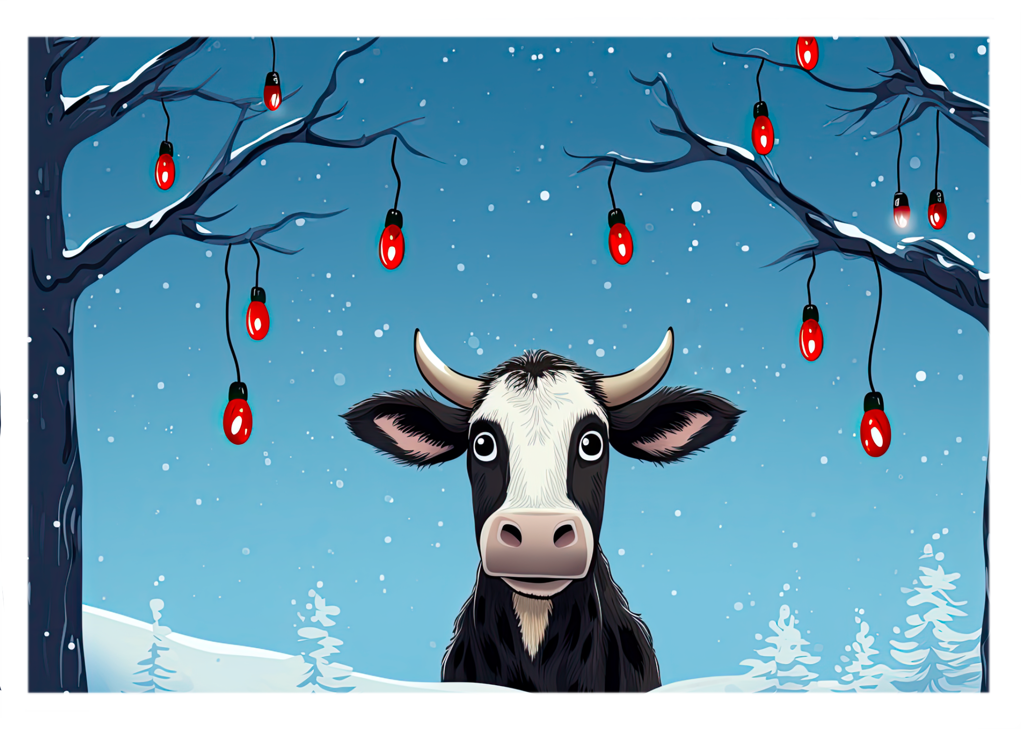 The Naughty Equestrian Cow Ornament Holiday Christmas Card