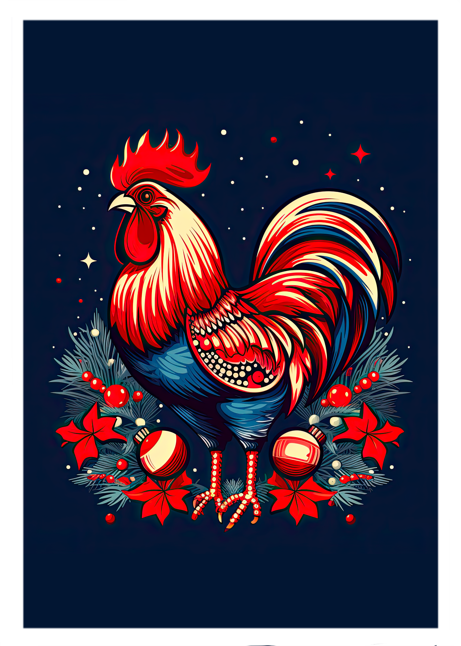 The Naughty Equestrian Wholesale Supplier Colorful Rooster Christmas Card