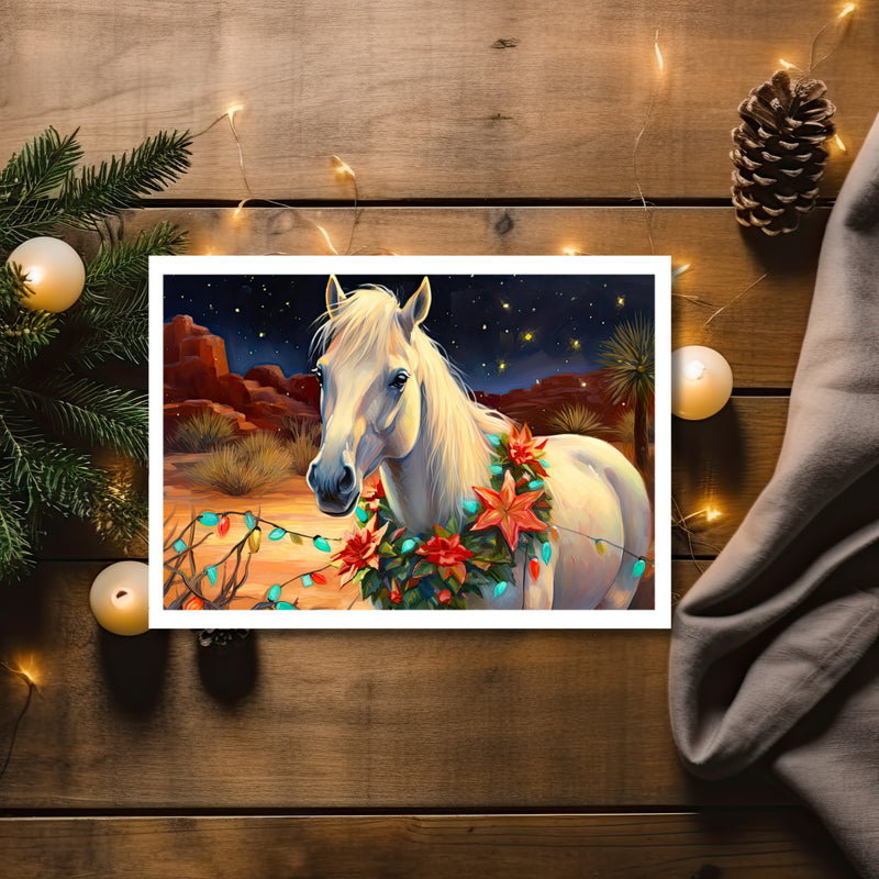 Starry Sands: Desert Horse Holiday Christmas Card