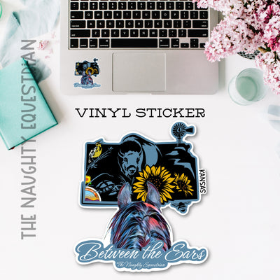 Kansas Between the Ears Series Sticker, Laptop Sticker, Western Vinyl Decal
