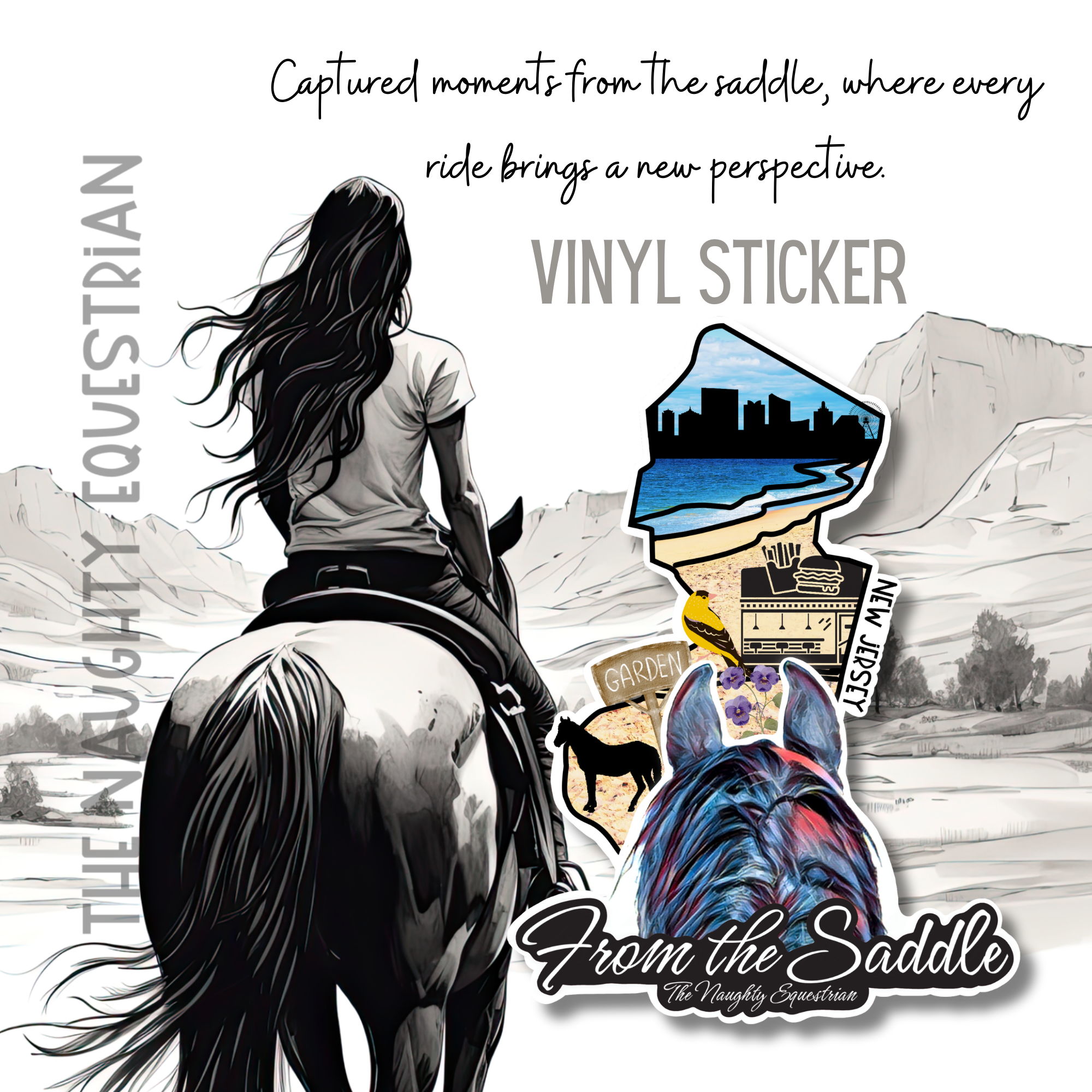 New Jersey From The Saddle Series Sticker, Laptop Sticker, Western Vinyl Decal
