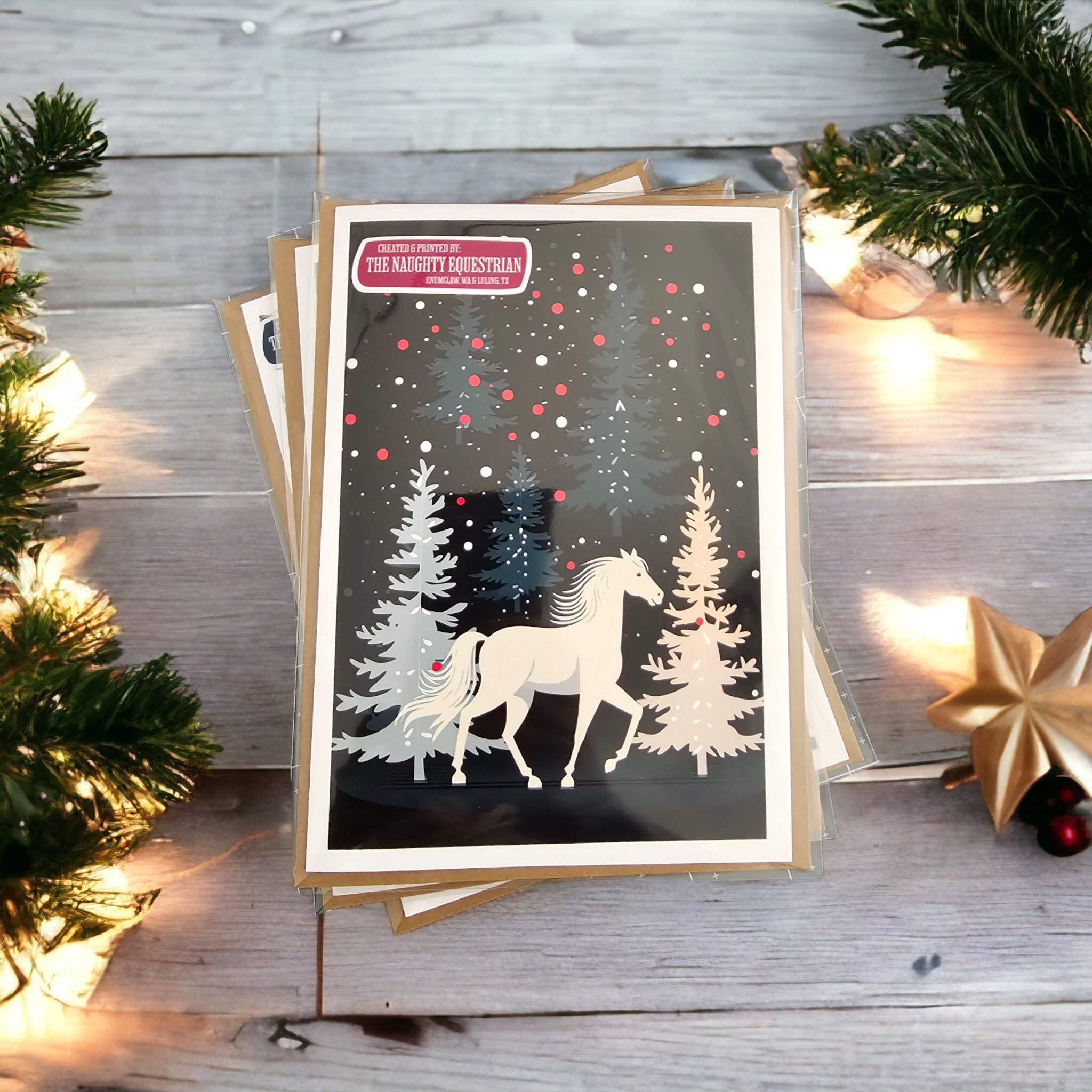 White Horse Holiday Christmas Card