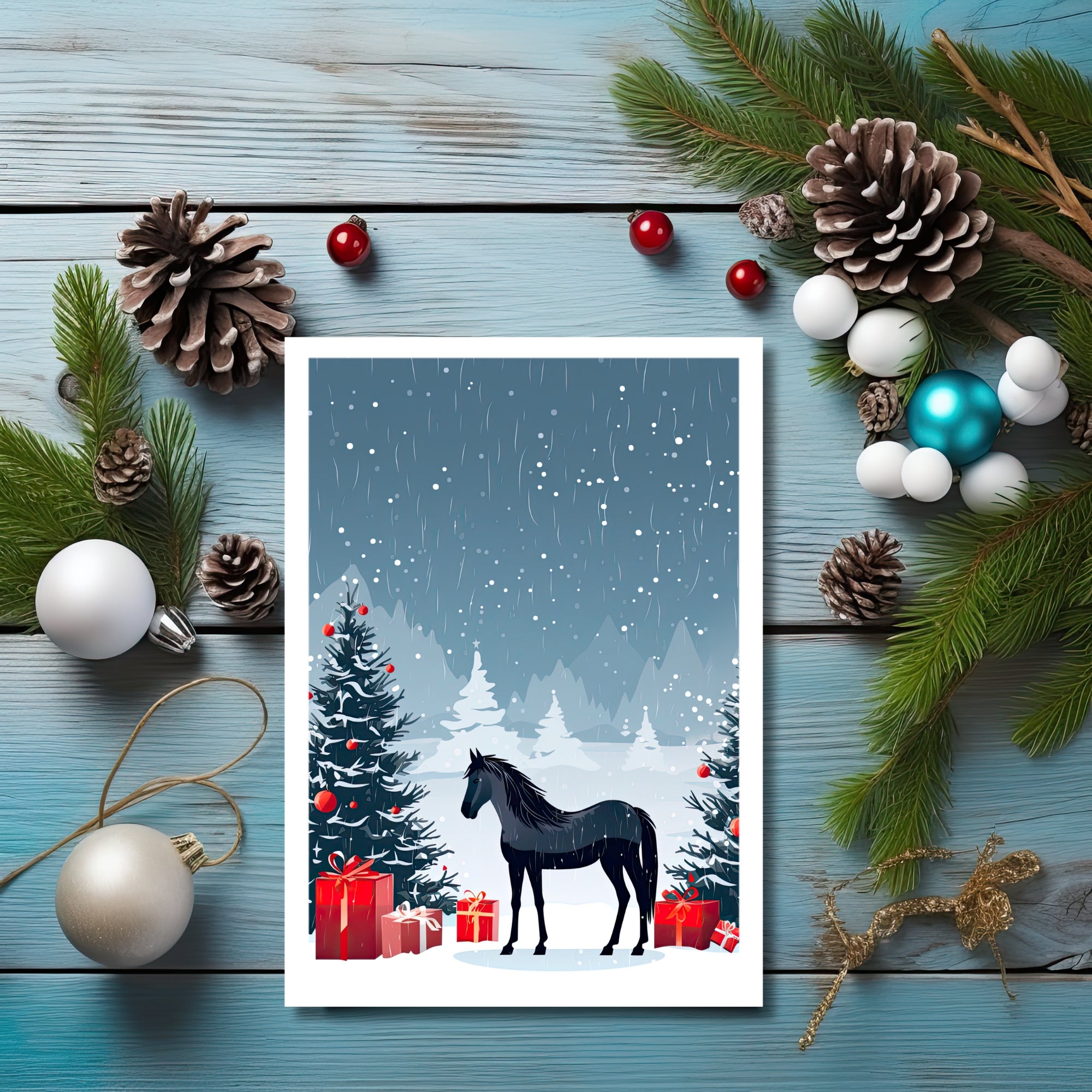 The Naughty Equestrian Wholesale Supplier White Horse Holiday Christmas Card