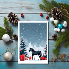 The Naughty Equestrian Wholesale Supplier White Horse Holiday Christmas Card