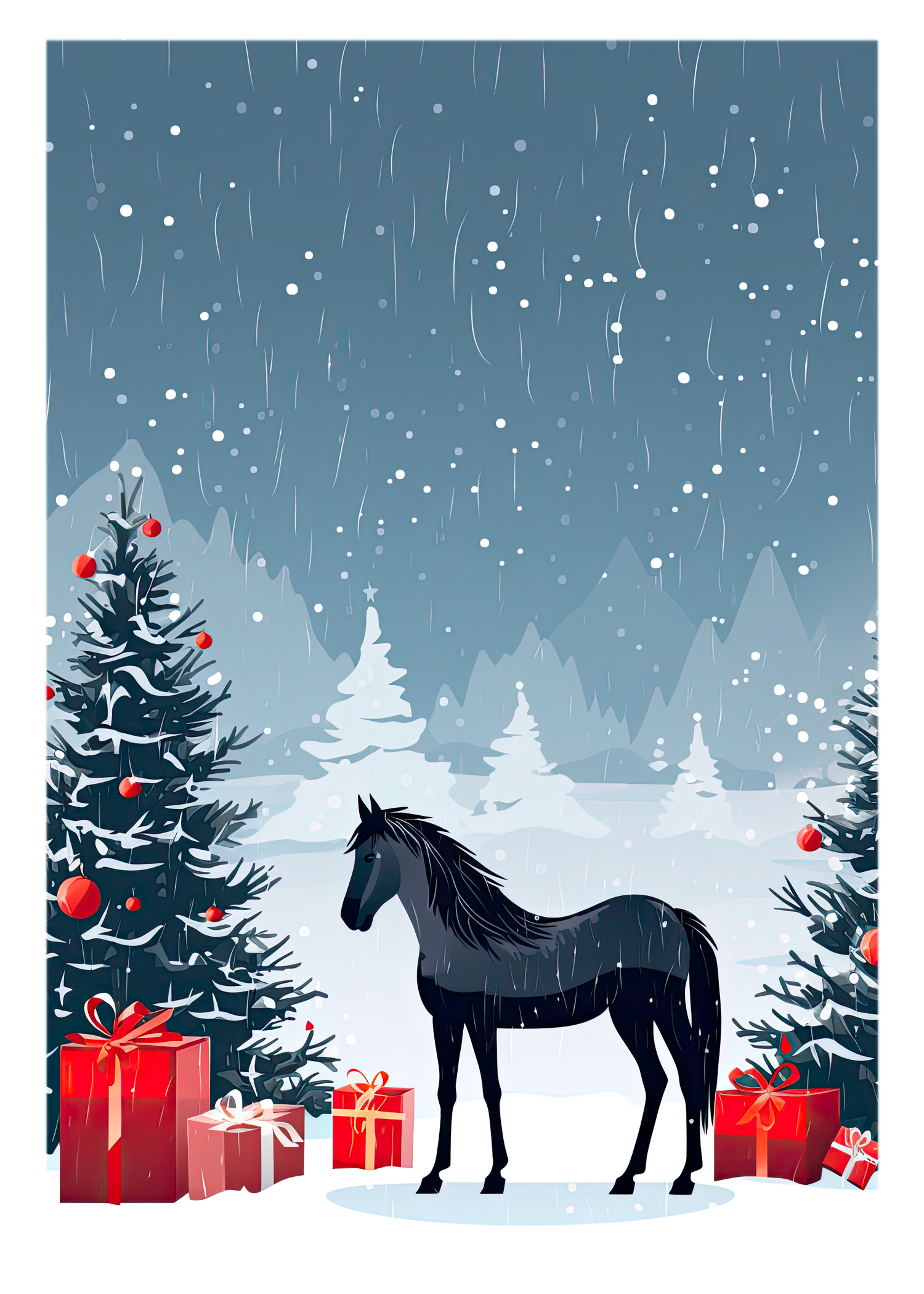 The Naughty Equestrian Wholesale Supplier White Horse Holiday Christmas Card