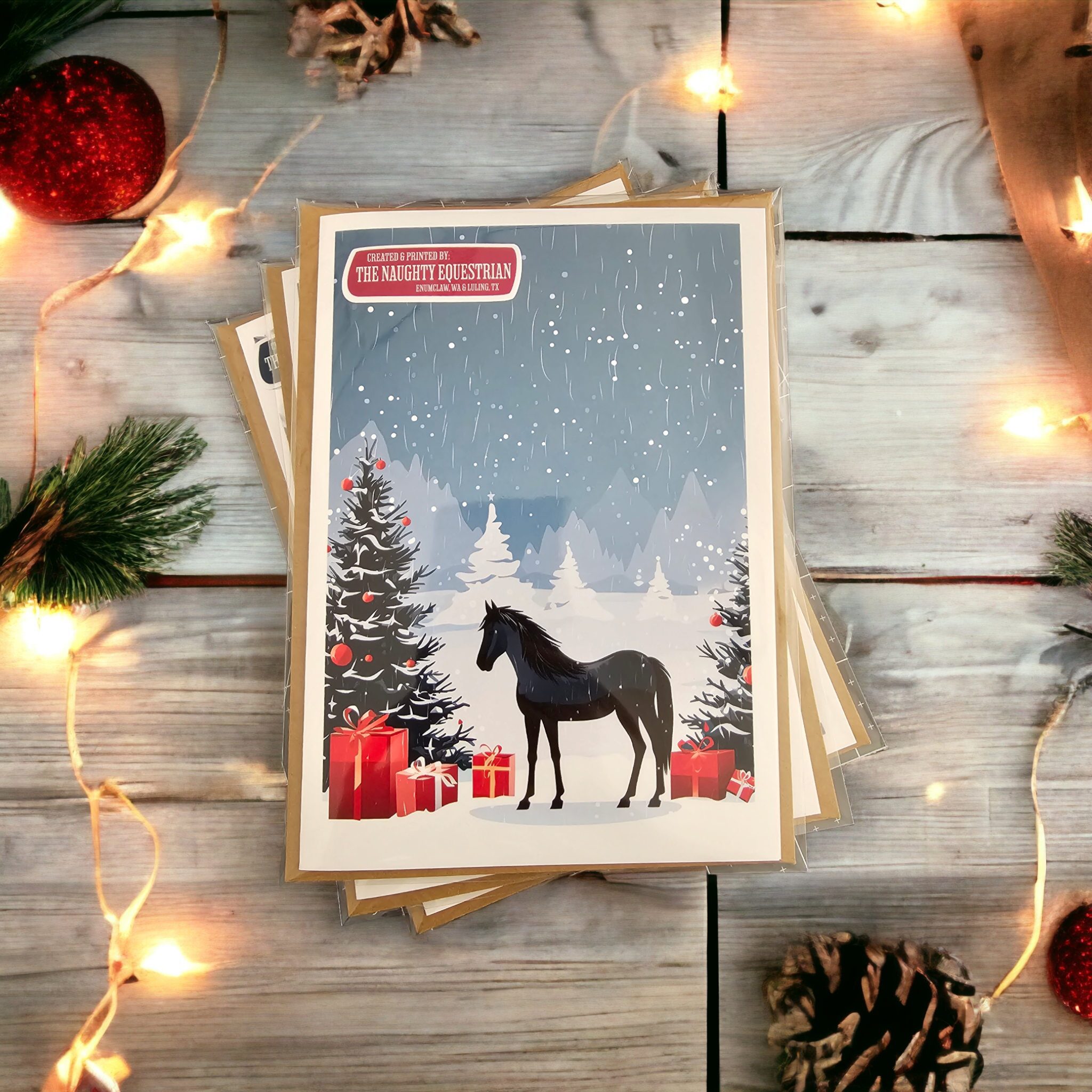 Snowy Magic Holiday Horse Greeting Card