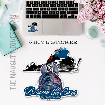 Virginia Between the Ears Series Sticker, Laptop Sticker, Western Vinyl Decal
