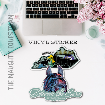 Kentucky Between the Ears Series Sticker, Laptop Sticker, Western Vinyl Decal
