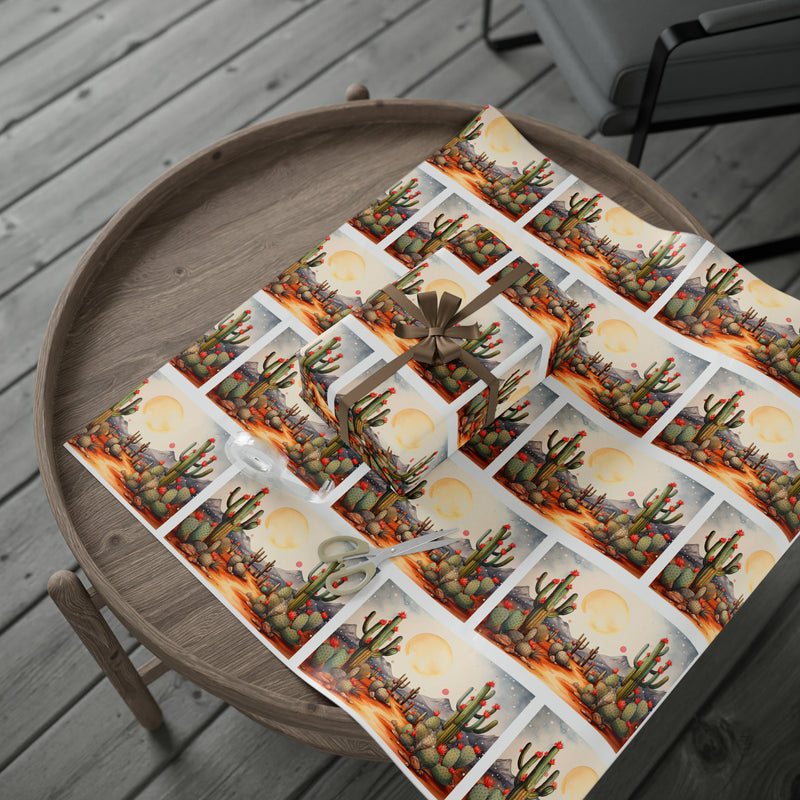 Cowhide Christmas Cactus Western Wrapping Paper – The Naughty