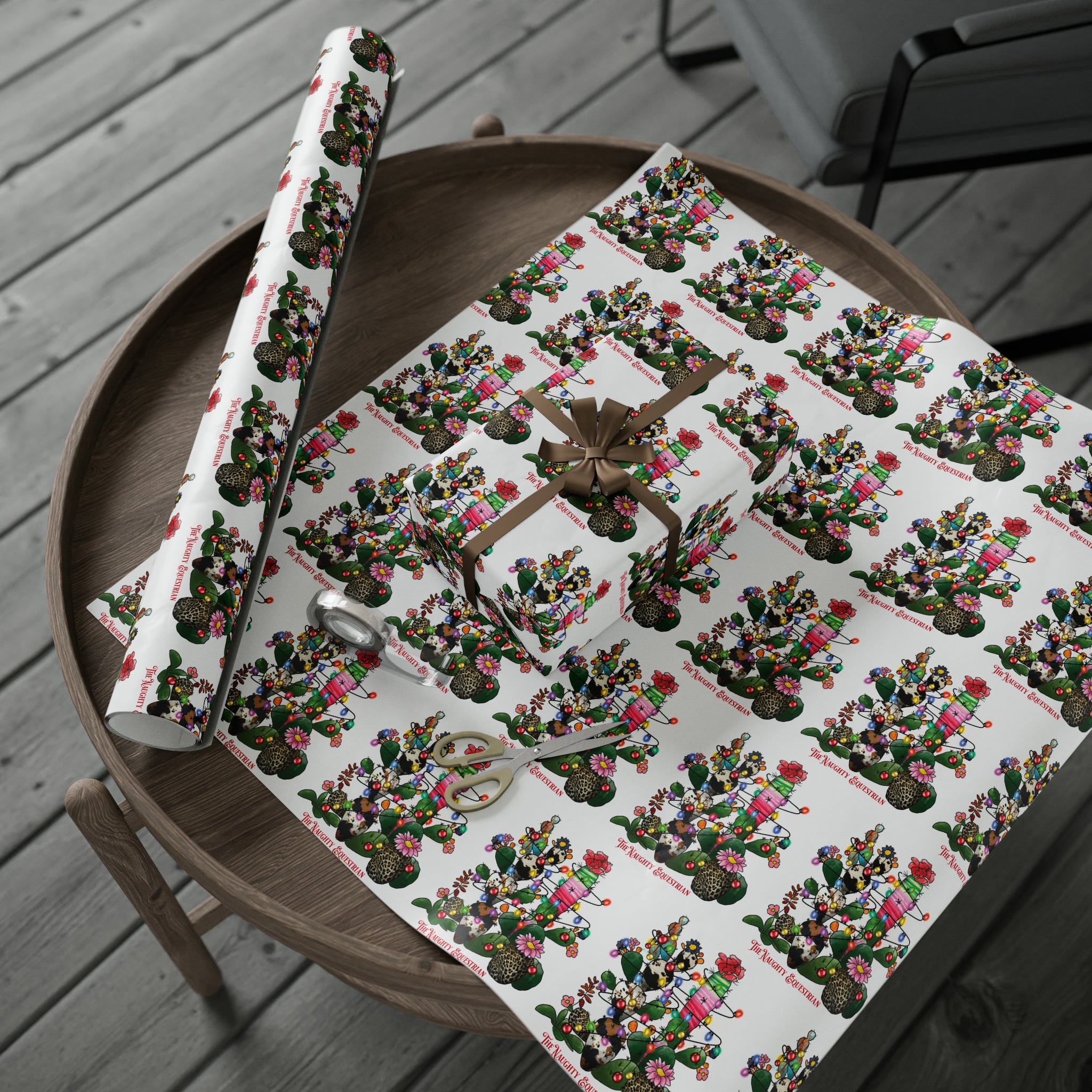 Cowhide Christmas Cactus Western Wrapping Paper – The Naughty Equestrian