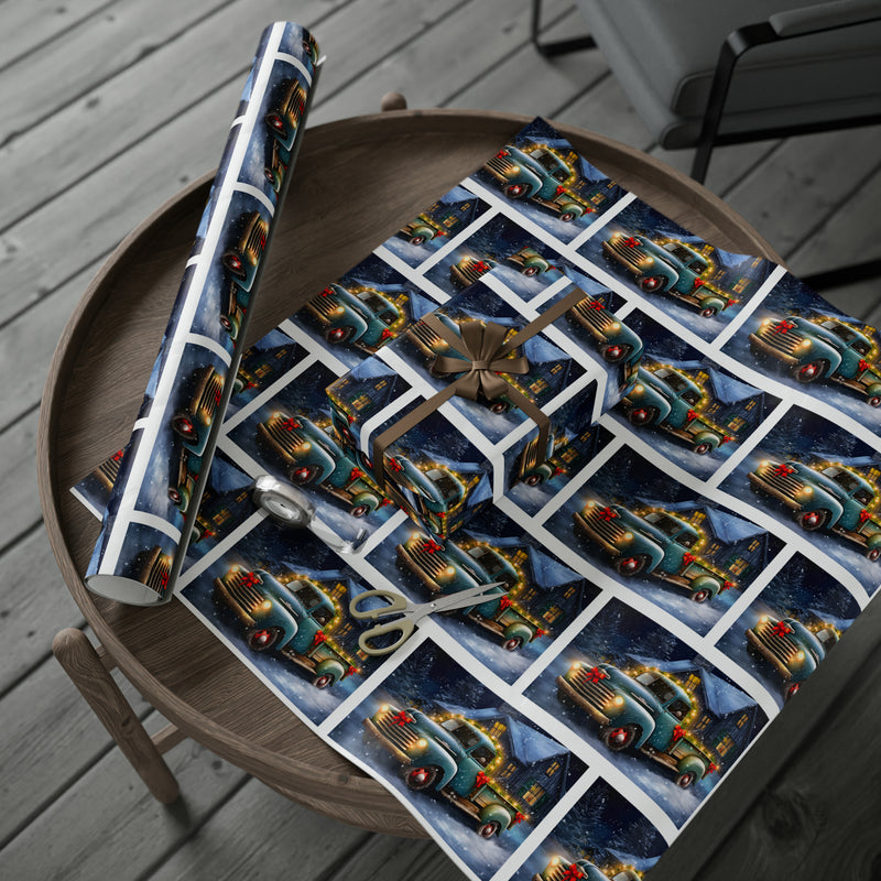 Farm Truck Lights Country Christmas Wrapping Paper