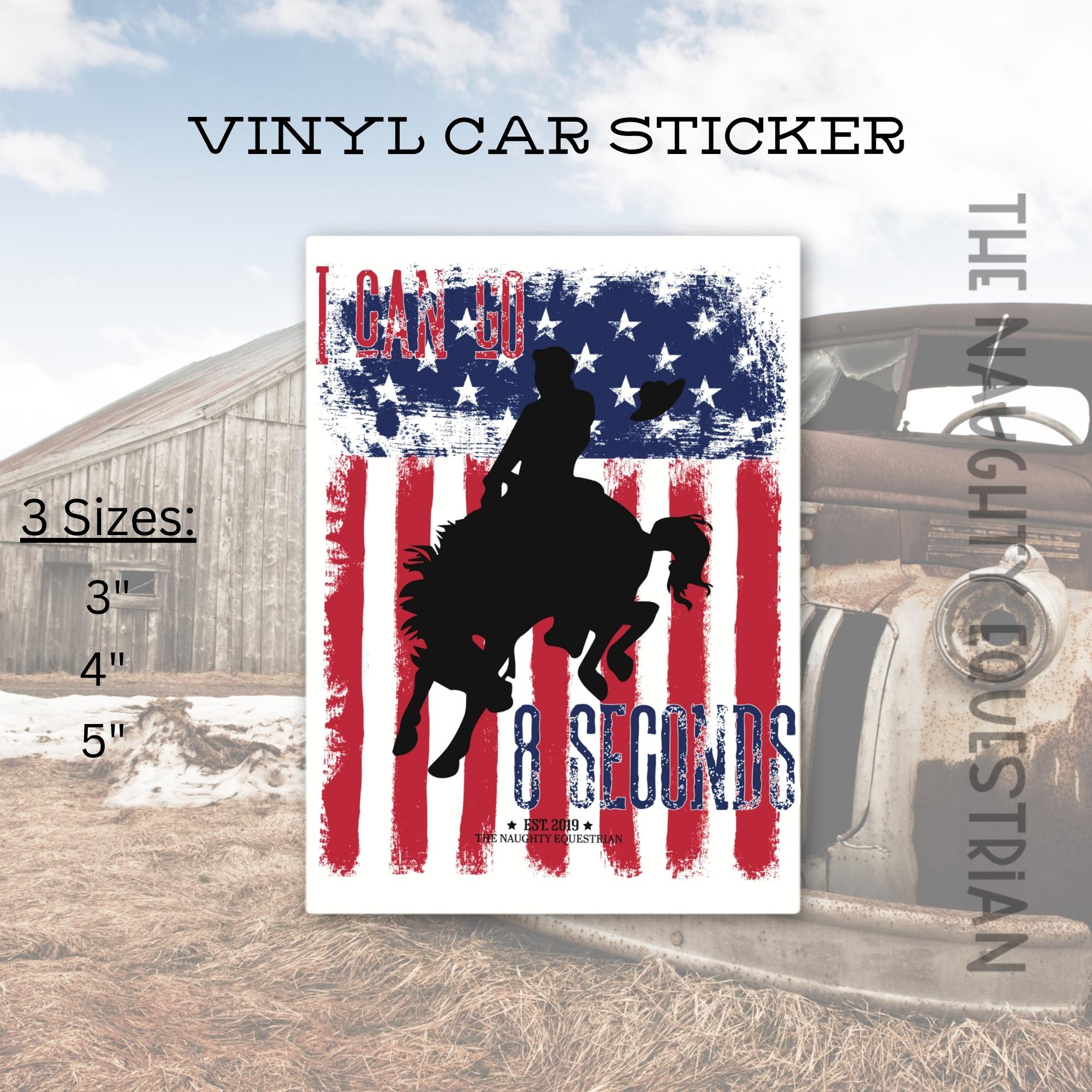 Cowboy I Can Go 8 Seconds Sticker, Vinyl Car Decal