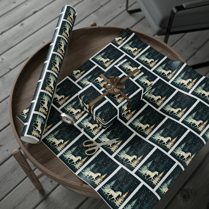 White Horse Holiday Christmas Wrapping Paper