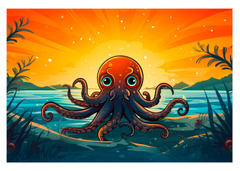Octopus Oasis at Sunset Greeting Card