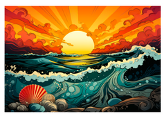 Radiant Dusk on the Seashore Greeting Card