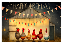 Cluckin' Celebrations: Happy Birthday Chickens Greeting Card 