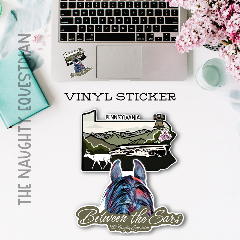 Pennsylvania Between the Ears Series Sticker, Laptop Sticker, Western Vinyl Decal