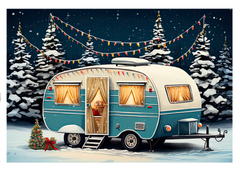 The Naughty Equestrian Wholesale Supplier Camper Holiday Lights Christmas Card