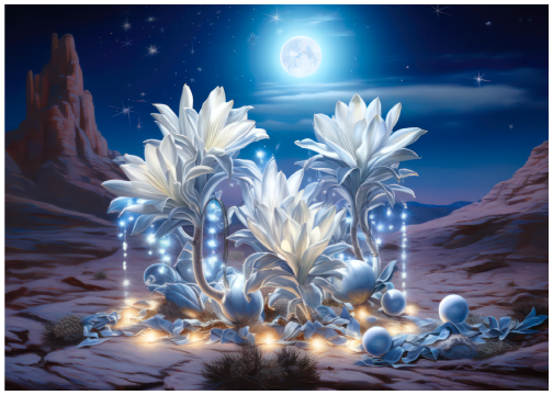 Desert Nights: Blue Moon Cactus Art Print