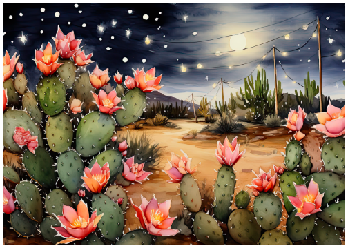 Celestial Serenity: Starlit Desert Moon Art Print
