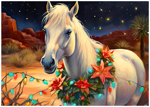 Starry Sands: Desert Horse Holiday Art Print