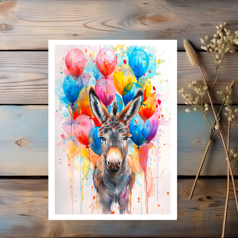 Festive Donkey Birthday Card