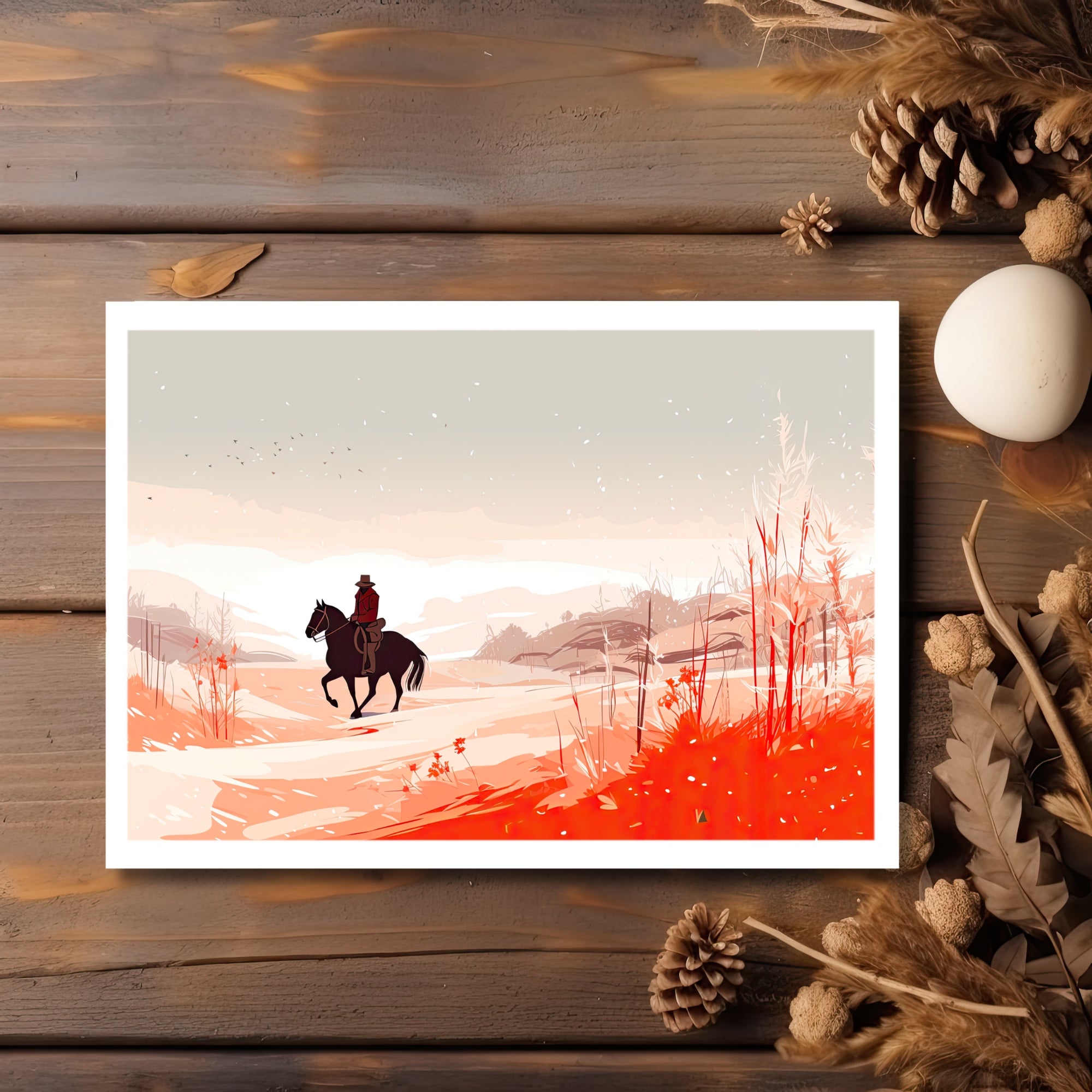 The Naughty Equestrian Fall Season Rider Greeting Card