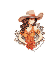 Western Style Fancy Cowgirl Sticker, Western Decal