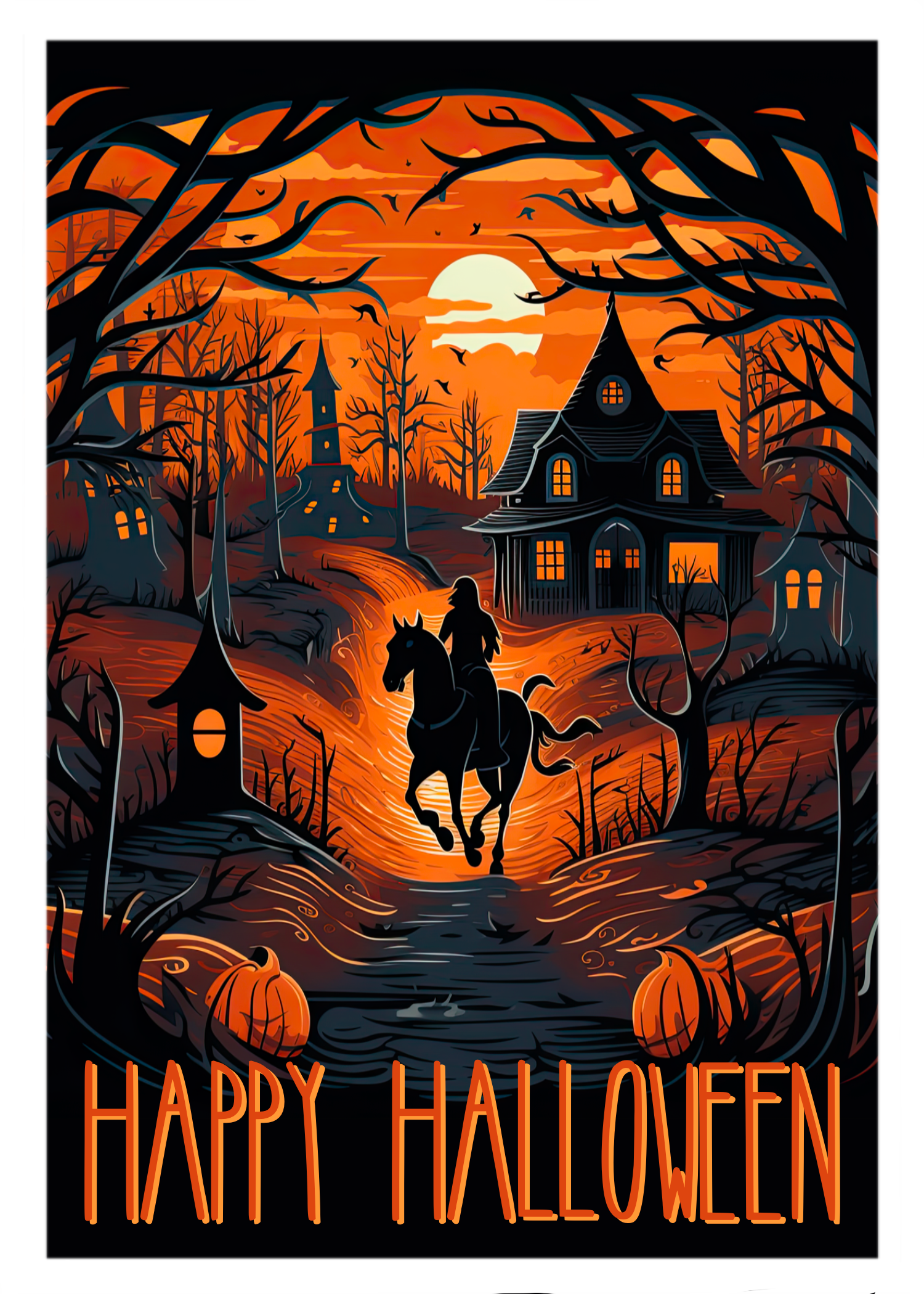 The Naughty Equestrian Wholesale Supplier Dark Horseman Halloween Greeting Card