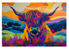 Colorful Highland Cow — Farmer Greeting Card