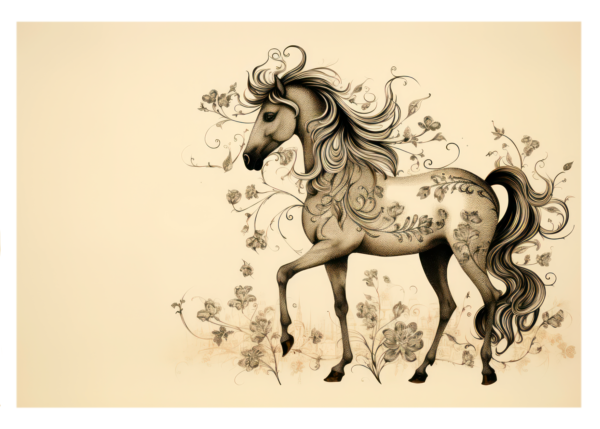 Sepia Serenity: Elegant Horse Greeting Card