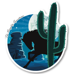 Desert Cactus Wild Horse Sticker, Western Vinyl Car Decal