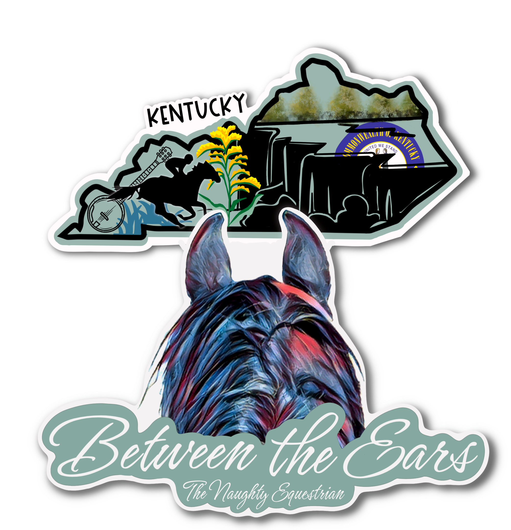 Kentucky Between the Ears Series Sticker, Vinyl Car Decal